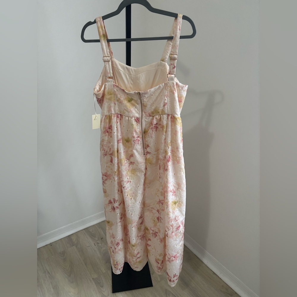 Iris Bloom Floral Pink and Cream Eyelit Maxi Dress - Picture 2 of 5